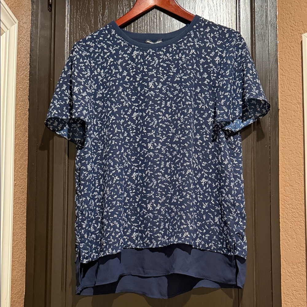 Hilary Radley Blue Floral Blouse